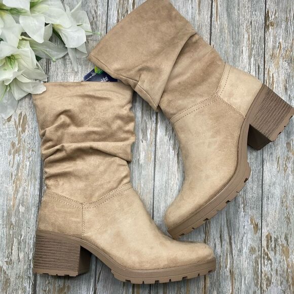 Saxophone Stacked Slough Mid Shaft Boots Shoes Size 11 - Picture 1 of 6